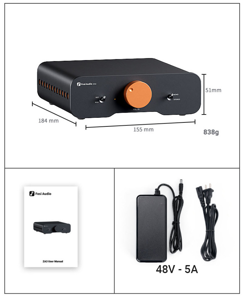 Bộ khuếch đại âm thanh Class D TPA3255 FosiAudio ZA3 chế độ Mono/Stereo