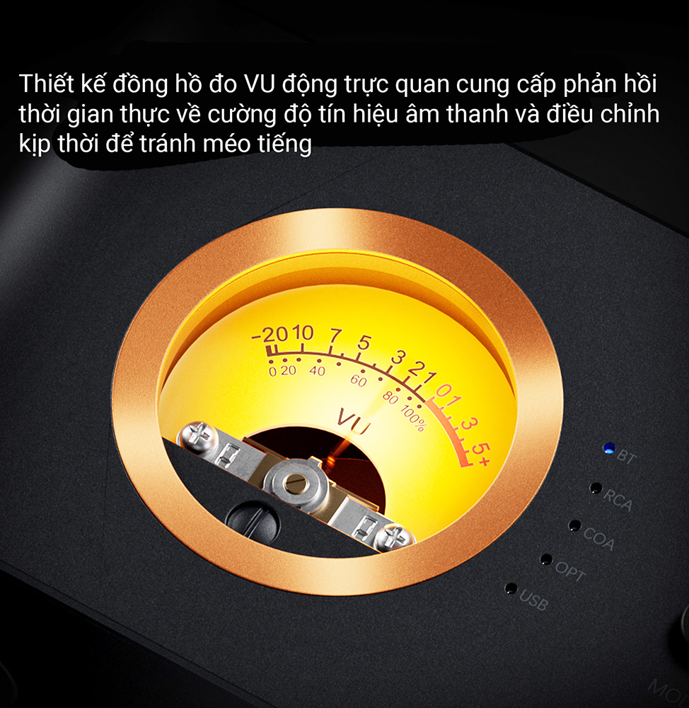 Bộ khuếch đại 165W FosiAudio MC351 bluetooth 5.3, đồng hồ VU, Sub-out