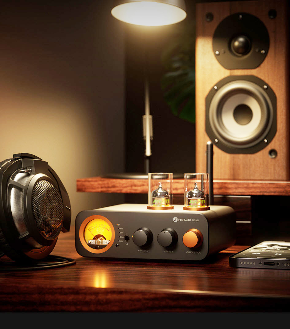 Bộ khuếch đại đèn 105Wx2 FosiAudio MC331 chip TPA3221 Class D bóng GE5654 bluetooth 5.0