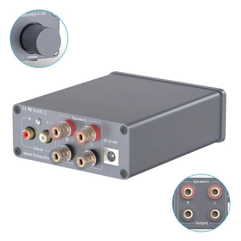 Bộ khuếch đại Class-D 50Wx2 chip TPA3116D2 FosiAudio V10G kênh 2.0 cho loa thụ động
