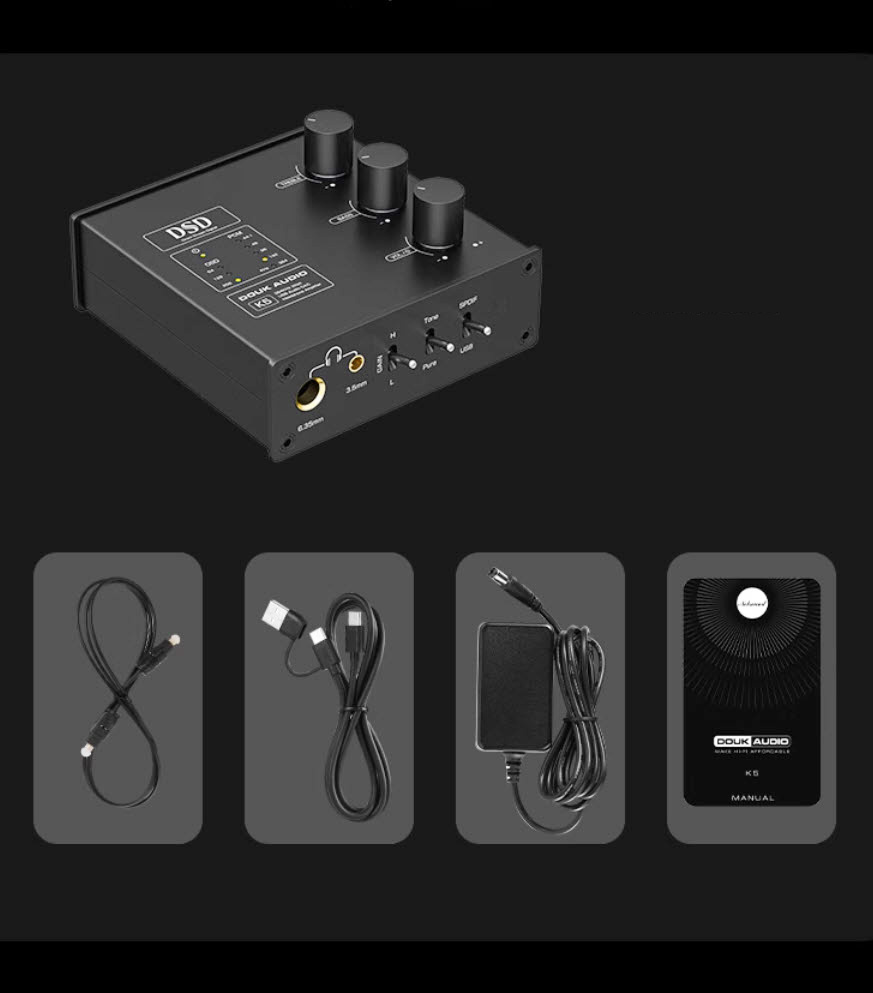 Bộ giải mã DAC chip ES9038 & khuếch đại âm thanh OPA1678 Douk K5 lọc tiếng ồn cho tai nghe, loa kiểm âm