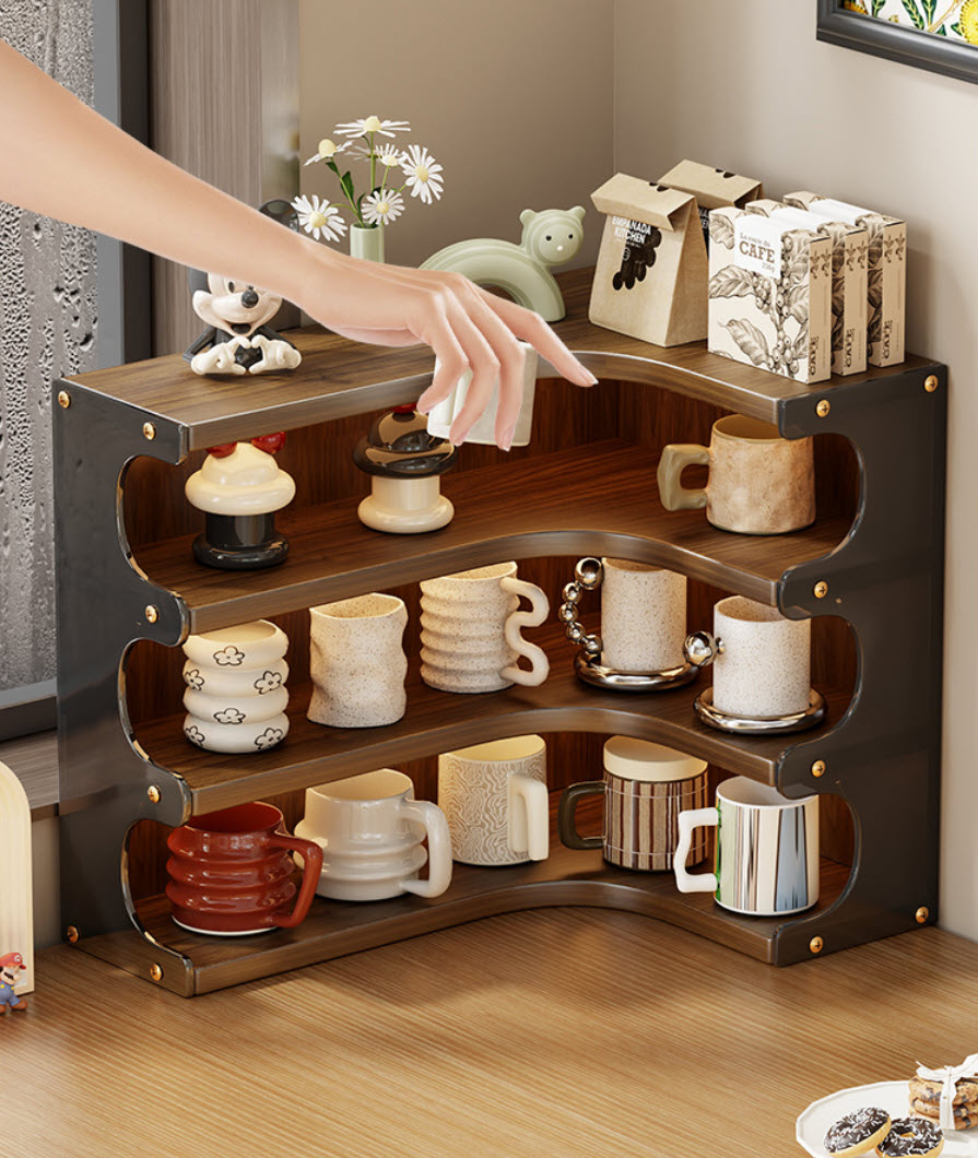 Kệ để mỹ phẩm trang sức kệ ly để bàn THC11 chất liệu acrylic và gỗ