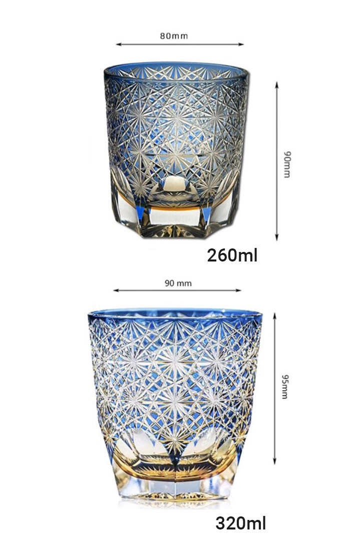 Ly whisky pha lê chế tác thủ công Edo Kiriko mẫu Hoa Cúc Xanh Vianasa VS3232