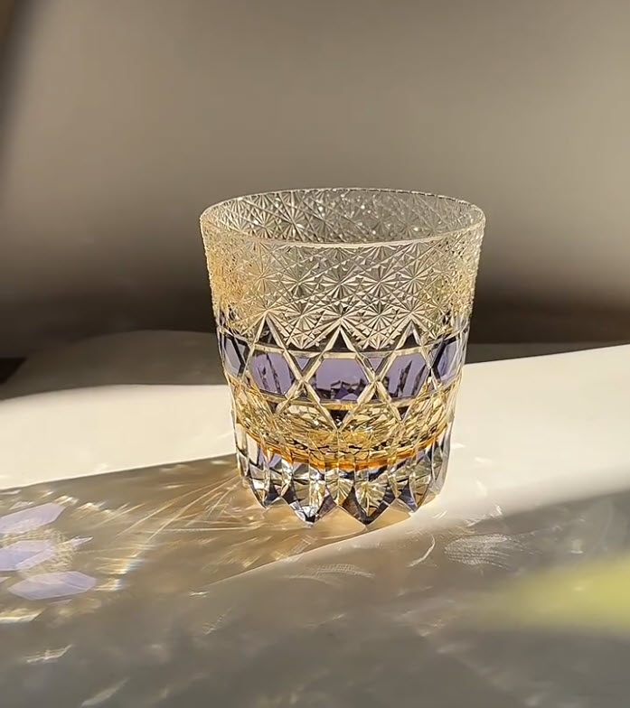 Ly whisky pha lê 330ml chế tác thủ công Edo Kiriko mẫu Fluorite Vianasa VS3233