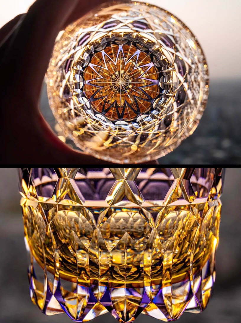 Ly whisky pha lê 330ml chế tác thủ công Edo Kiriko mẫu Fluorite Vianasa VS3233