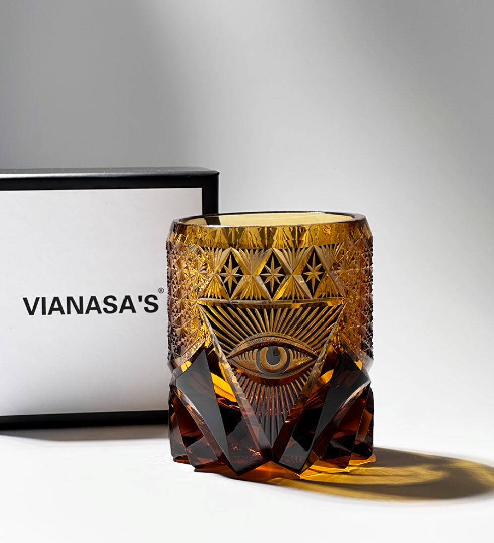 Ly whisky pha lê 280ml chế tác thủ công Edo Kiriko mẫu God's Eye Vianasa VS8565