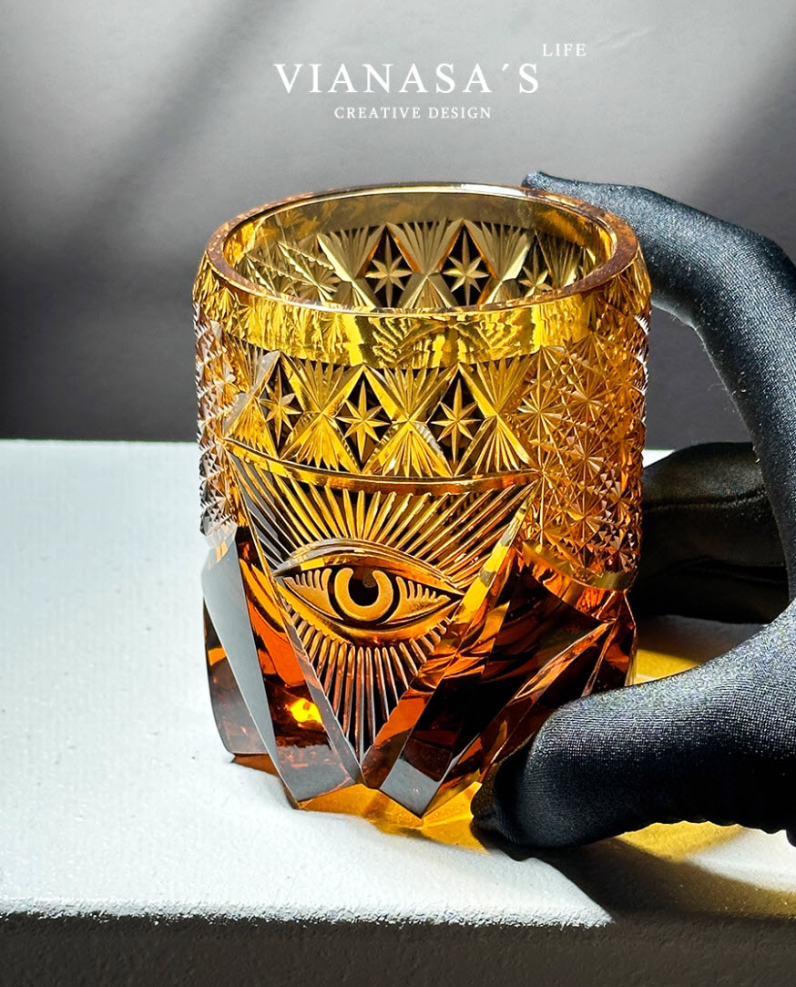 Ly whisky pha lê 280ml chế tác thủ công Edo Kiriko mẫu God's Eye Vianasa VS8565