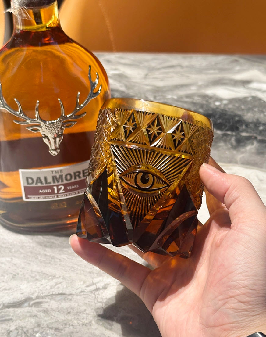 Ly whisky pha lê 280ml chế tác thủ công Edo Kiriko mẫu God's Eye Vianasa VS8565