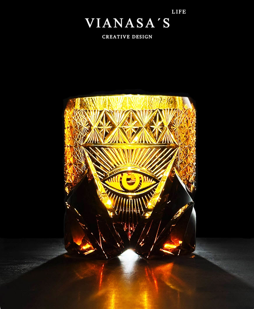 Ly whisky pha lê 280ml chế tác thủ công Edo Kiriko mẫu God's Eye Vianasa VS8565