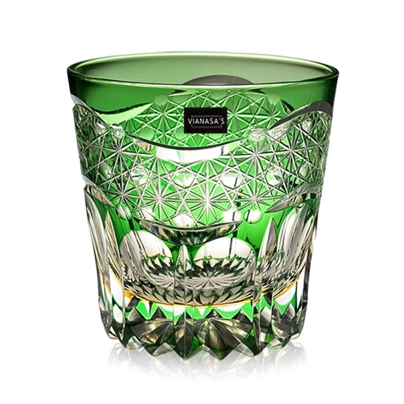 Ly whisky pha lê 330ml chế tác thủ công Edo Kiriko mẫu Akebono Vianasa VS9221