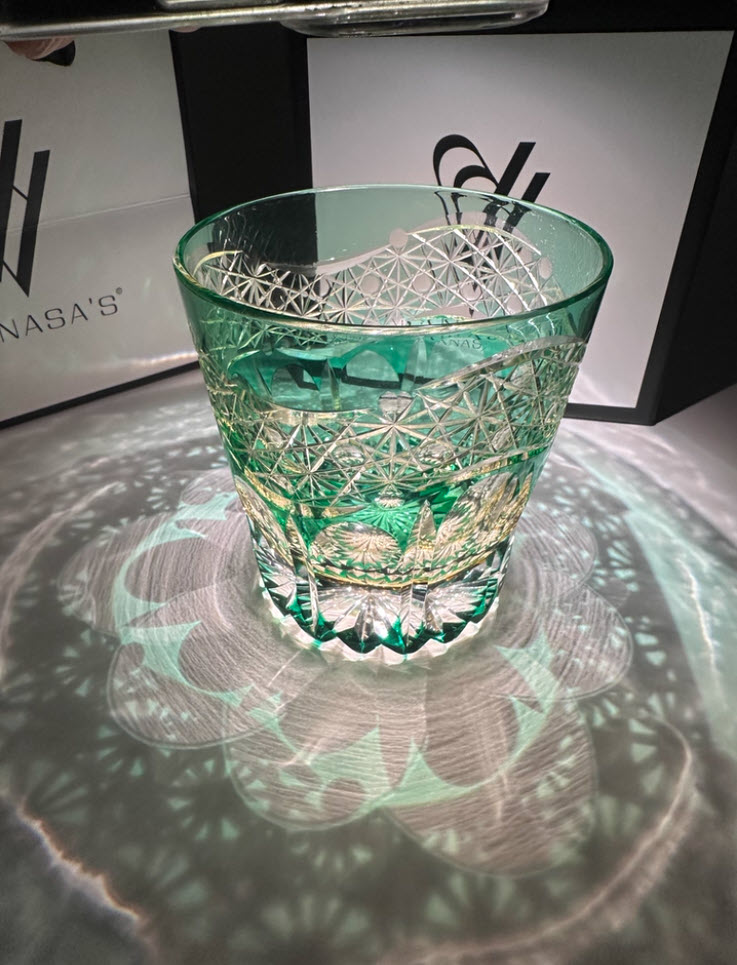 Ly whisky pha lê 330ml chế tác thủ công Edo Kiriko mẫu Akebono Vianasa VS9221