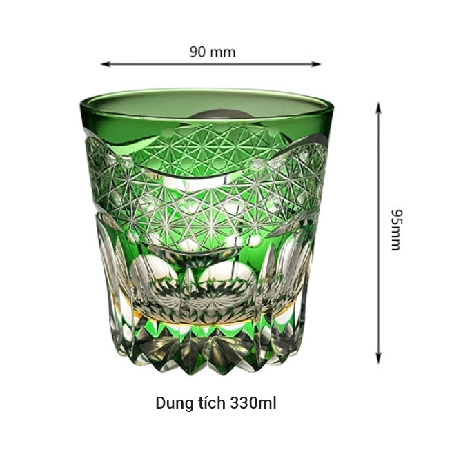 Ly whisky pha lê 330ml chế tác thủ công Edo Kiriko mẫu Akebono Vianasa VS9221