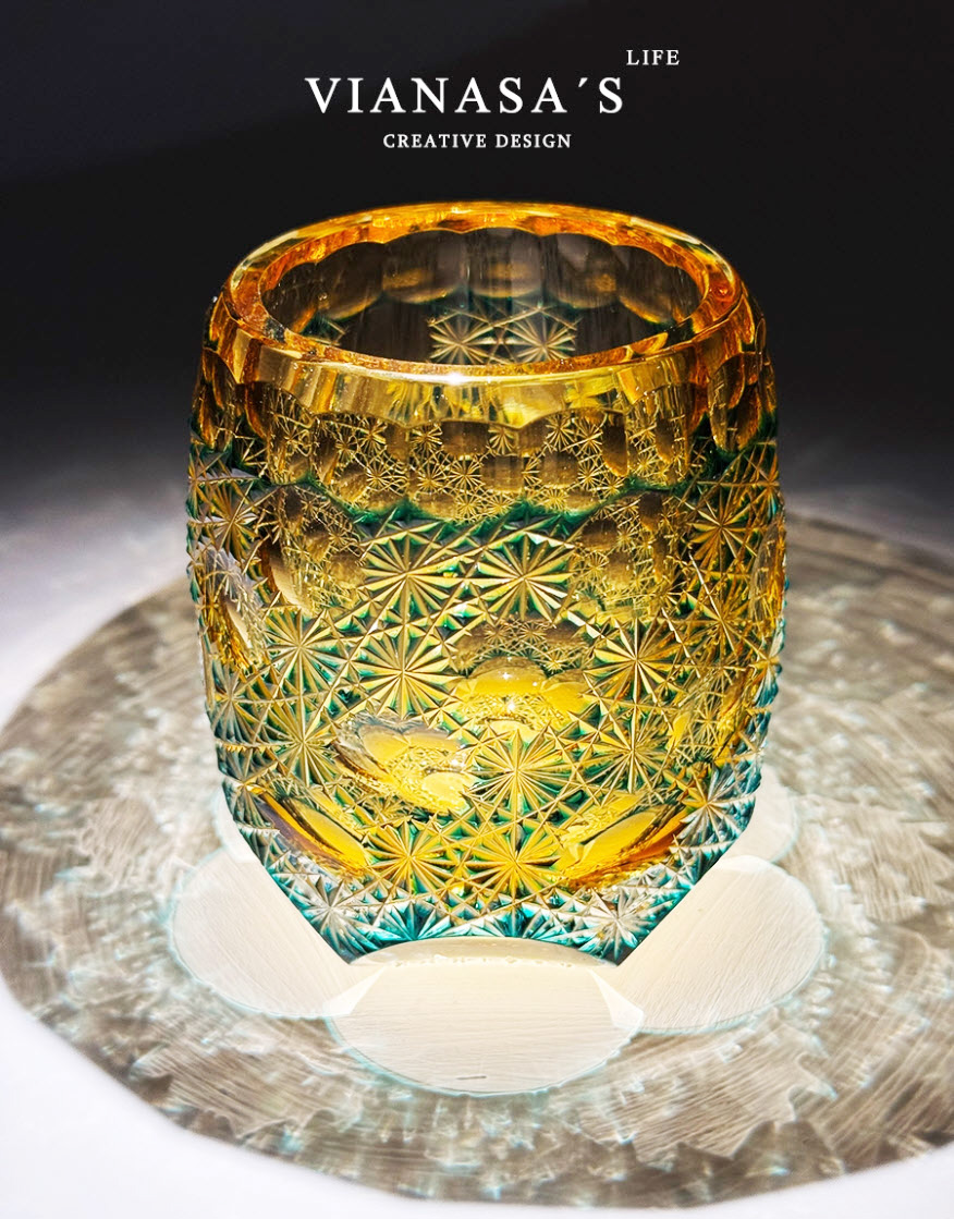 Ly whisky pha lê 280ml chế tác thủ công Edo Kiriko mẫu Seven Stars Vianasa VS1313