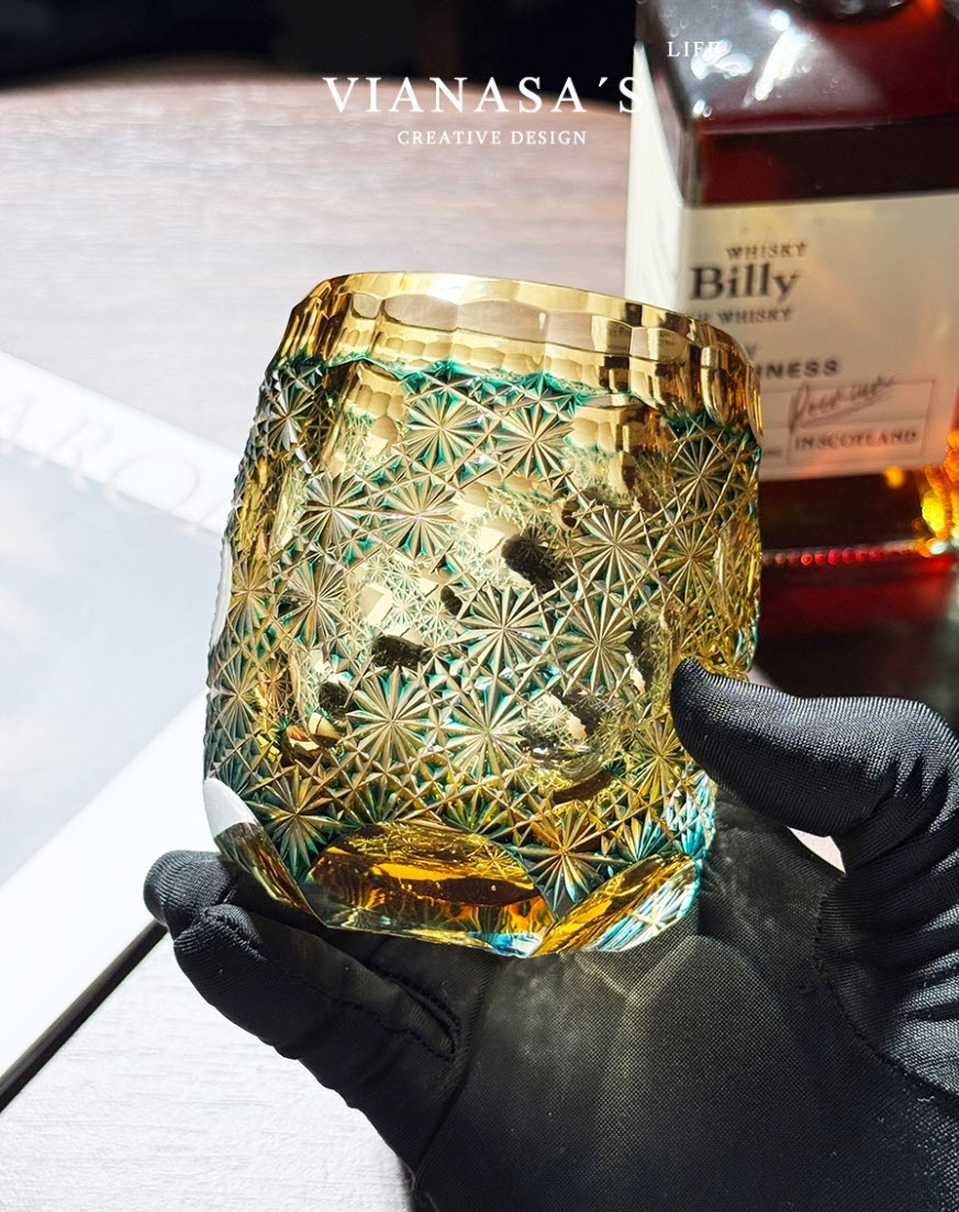 Ly whisky pha lê 280ml chế tác thủ công Edo Kiriko mẫu Seven Stars Vianasa VS1313