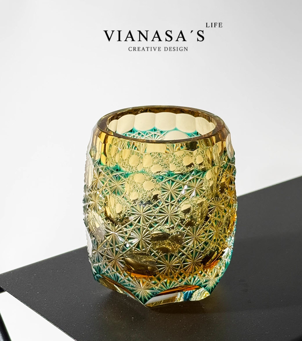 Ly whisky pha lê 280ml chế tác thủ công Edo Kiriko mẫu Seven Stars Vianasa VS1313