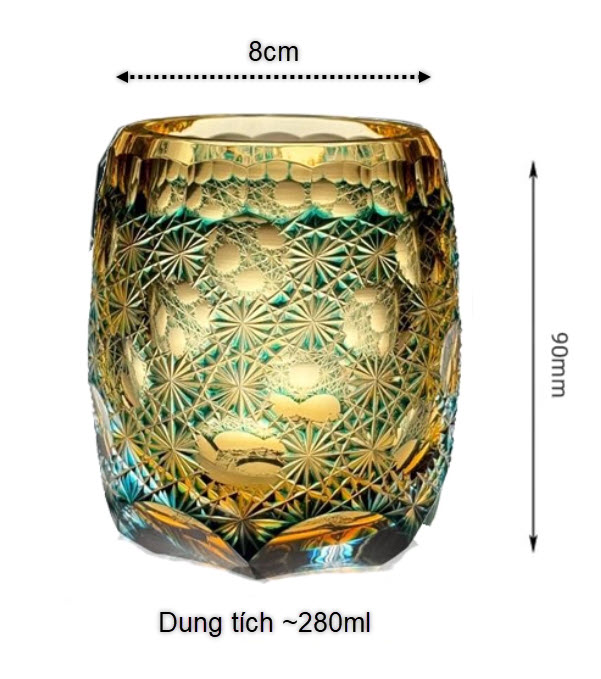 Ly whisky pha lê 280ml chế tác thủ công Edo Kiriko mẫu Seven Stars Vianasa VS1313