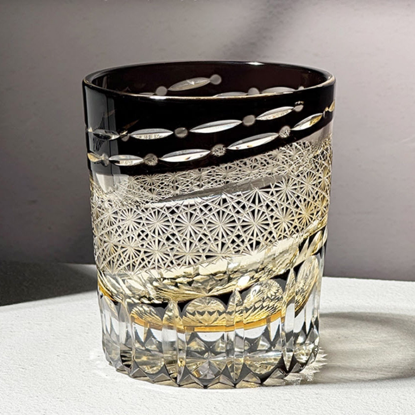 Ly whisky pha lê 280ml chế tác thủ công Edo Kiriko mẫu Meteor Daiyue Vianasa VS3231