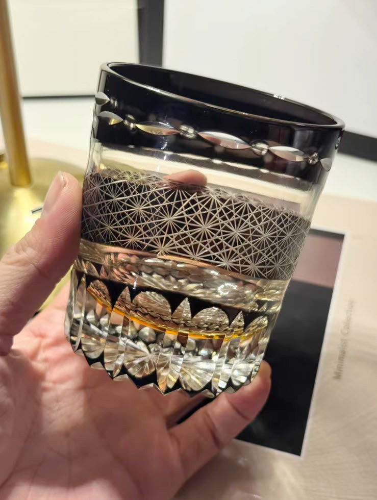 Ly whisky pha lê 280ml chế tác thủ công Edo Kiriko mẫu Meteor Daiyue Vianasa VS3231