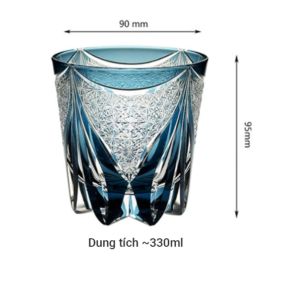 Ly whisky pha lê 330ml chế tác thủ công Edo Kiriko mẫu Sanctuary Vianasa VS9877