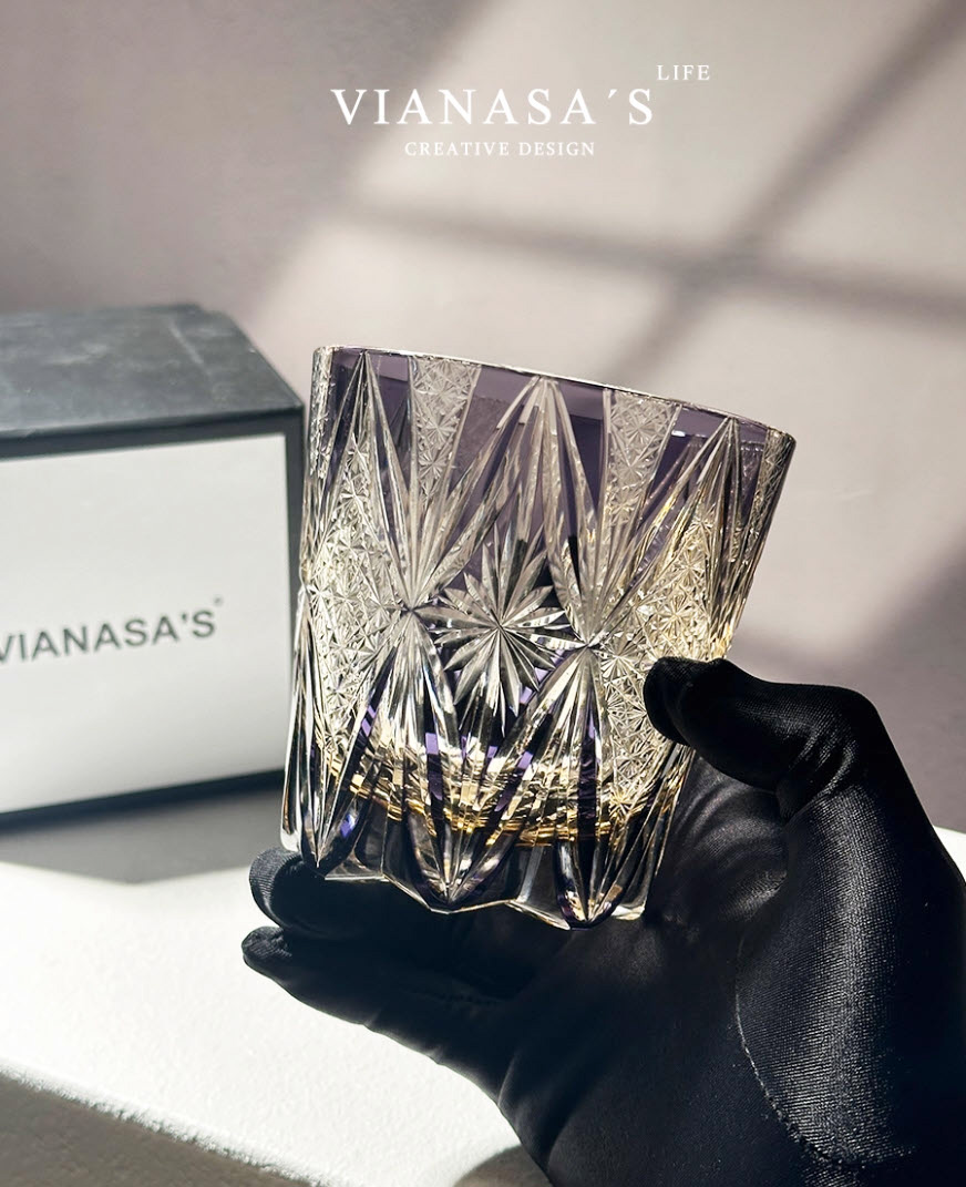 Ly whisky pha lê 330ml chế tác thủ công Edo Kiriko mẫu Lola Secret Vianasa VS5658