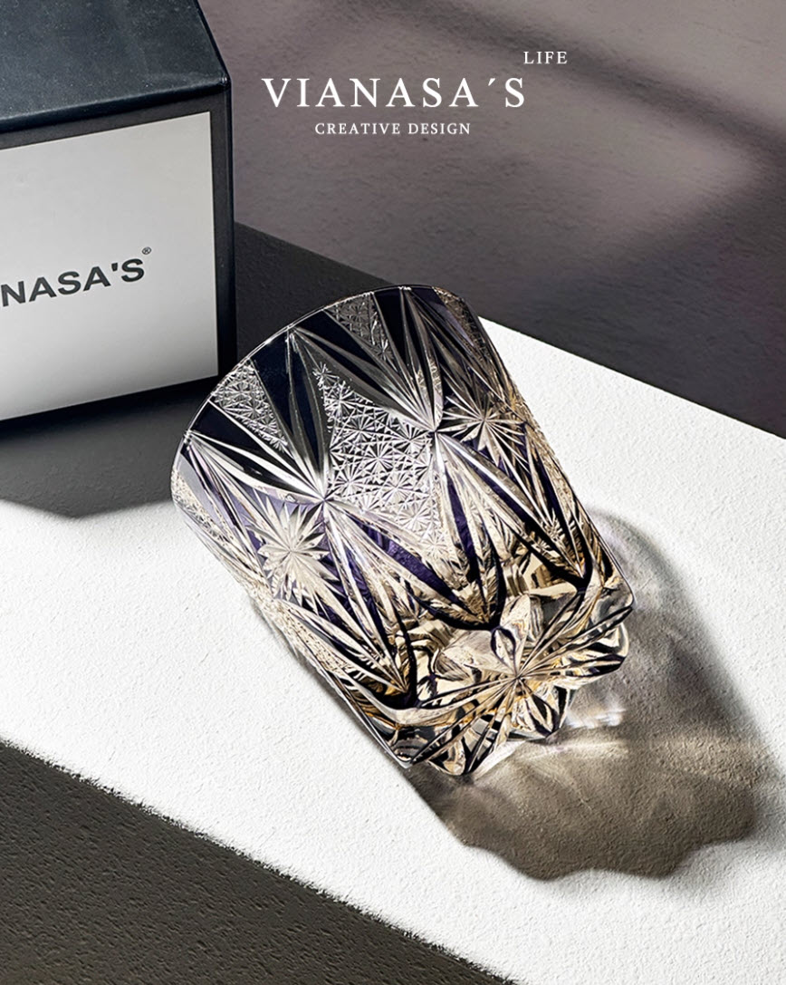 Ly whisky pha lê 330ml chế tác thủ công Edo Kiriko mẫu Lola Secret Vianasa VS5658