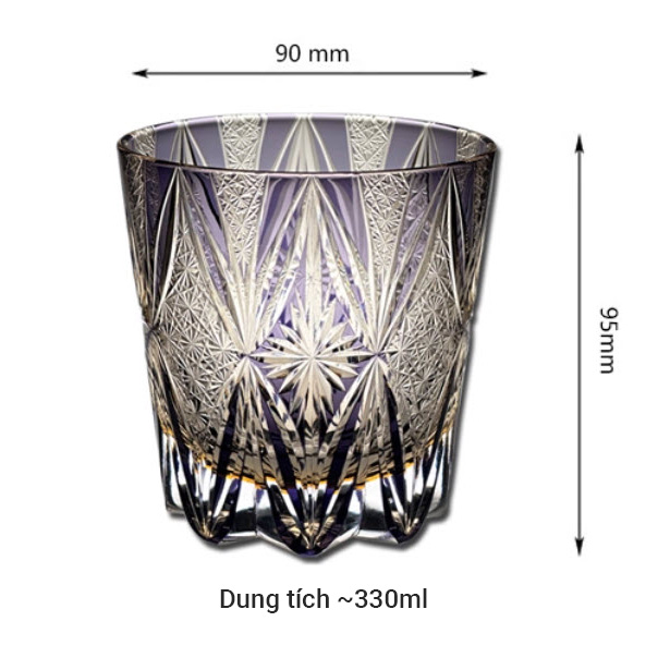 Ly whisky pha lê 330ml chế tác thủ công Edo Kiriko mẫu Lola Secret Vianasa VS5658