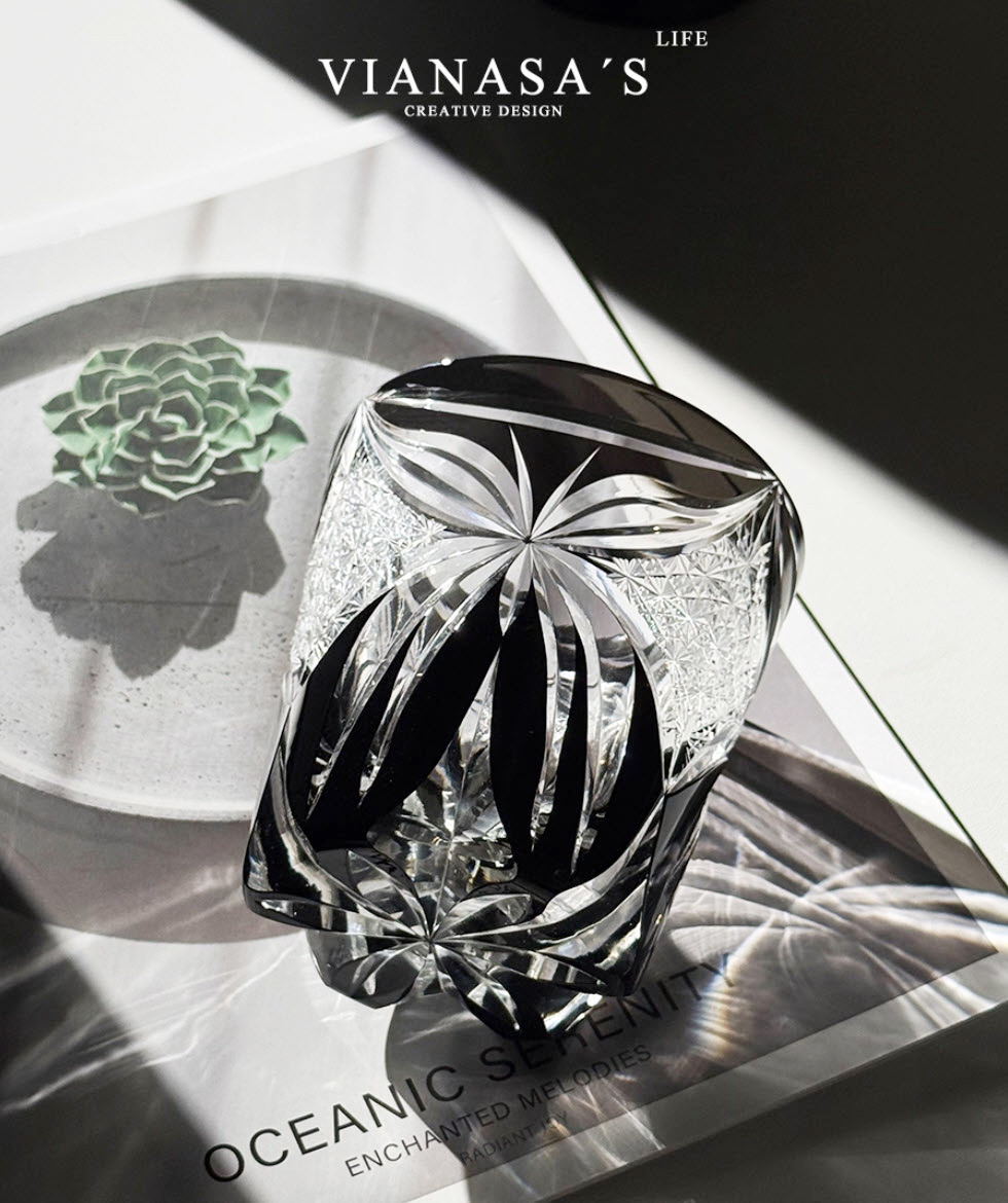 Ly whisky pha lê 330ml chế tác thủ công Edo Kiriko mẫu Butterfly Vianasa VS3434