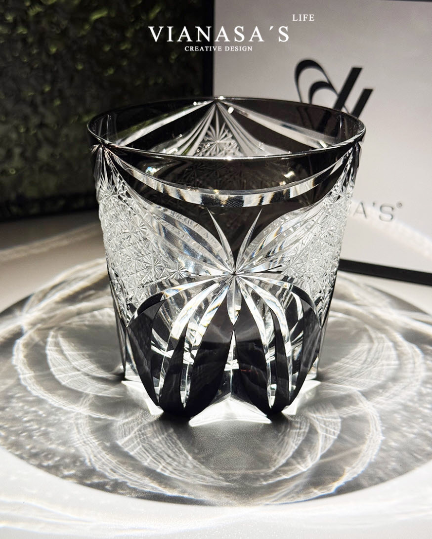 Ly whisky pha lê 330ml chế tác thủ công Edo Kiriko mẫu Butterfly Vianasa VS3434