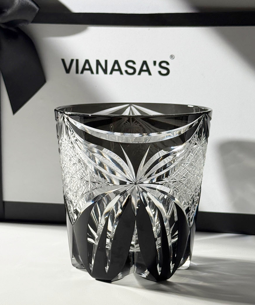 Ly whisky pha lê 330ml chế tác thủ công Edo Kiriko mẫu Butterfly Vianasa VS3434