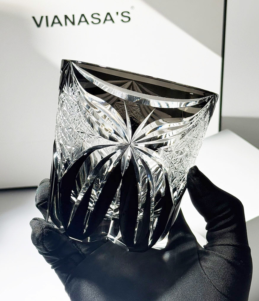 Ly whisky pha lê 330ml chế tác thủ công Edo Kiriko mẫu Butterfly Vianasa VS3434