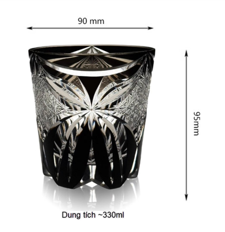 Ly whisky pha lê 330ml chế tác thủ công Edo Kiriko mẫu Butterfly Vianasa VS3434