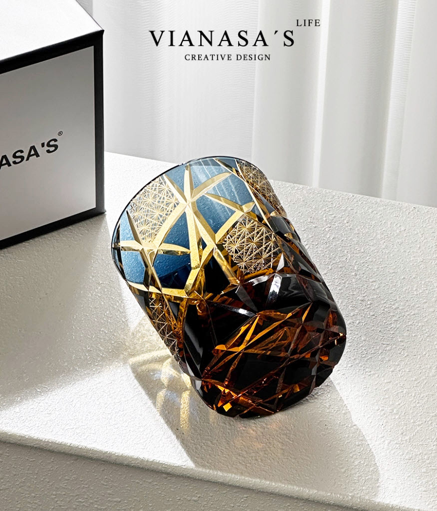 Ly whisky pha lê 280ml chế tác thủ công Edo Kiriko mẫu Ragnarok Vianasa VS2323