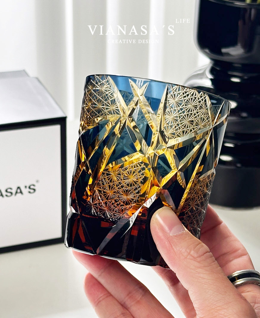 Ly whisky pha lê 280ml chế tác thủ công Edo Kiriko mẫu Ragnarok Vianasa VS2323