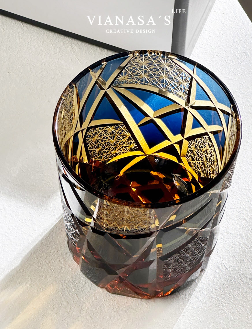 Ly whisky pha lê 280ml chế tác thủ công Edo Kiriko mẫu Ragnarok Vianasa VS2323