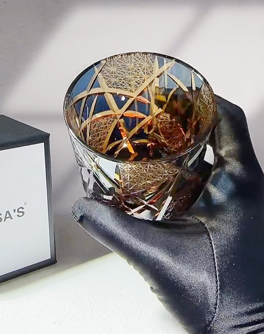 Ly whisky pha lê 280ml chế tác thủ công Edo Kiriko mẫu Ragnarok Vianasa VS2323