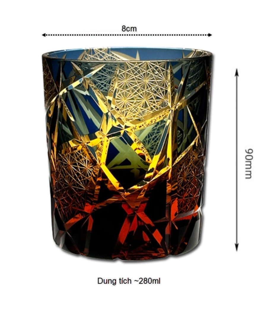 Ly whisky pha lê 280ml chế tác thủ công Edo Kiriko mẫu Ragnarok Vianasa VS2323