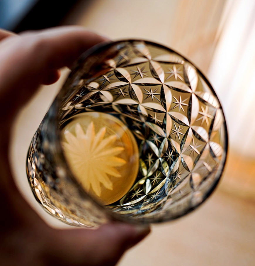 Ly whisky pha lê 250ml chế tác thủ công Edo Kiriko mẫu Shippo Vianasa VS4234