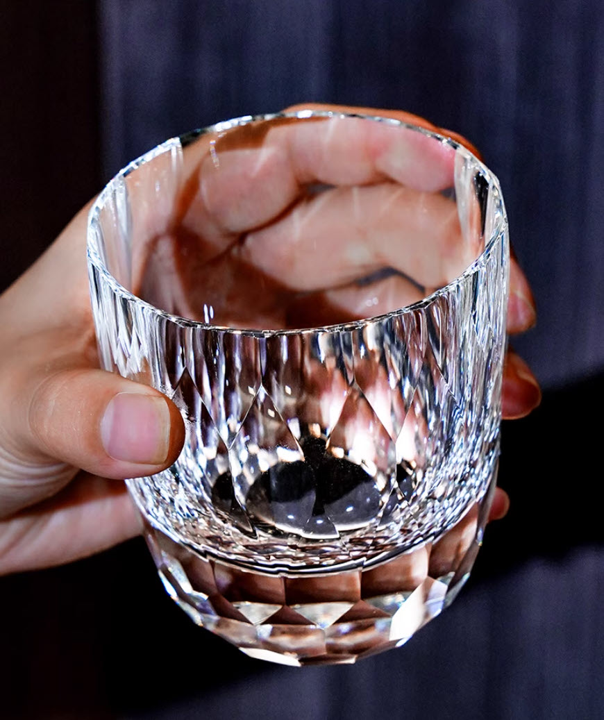 Ly whisky pha lê 5A 210ml chế tác thủ công Edo Kiriko mẫu K9 Diamon Vianasa VS3435