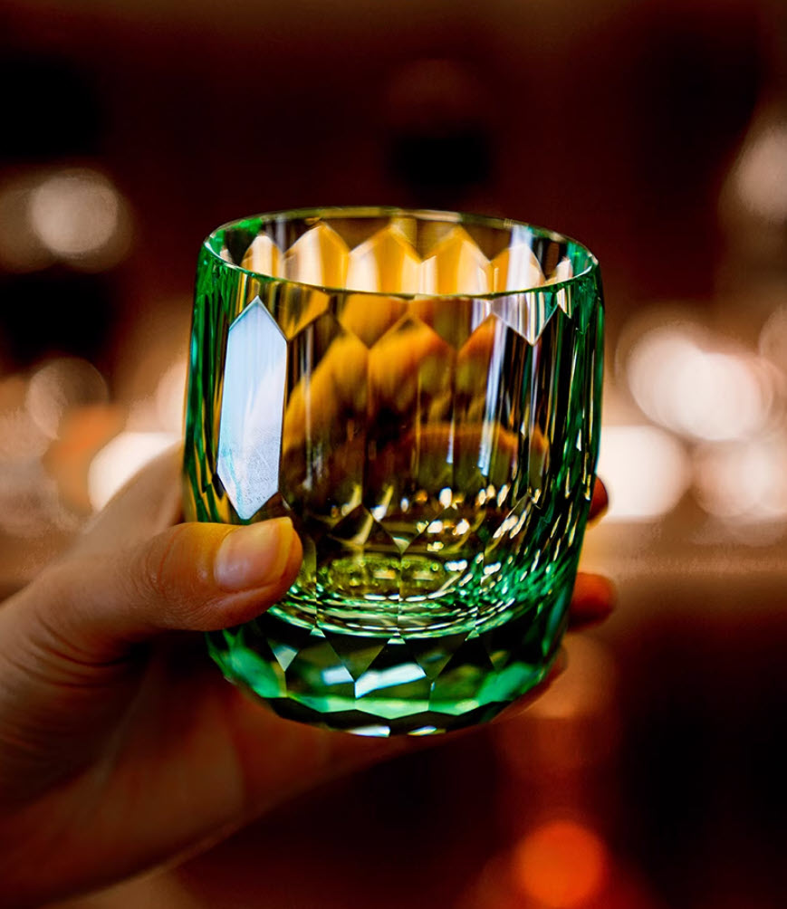 Ly whisky pha lê 5A 210ml chế tác thủ công Edo Kiriko mẫu K9 Diamon Vianasa VS3435