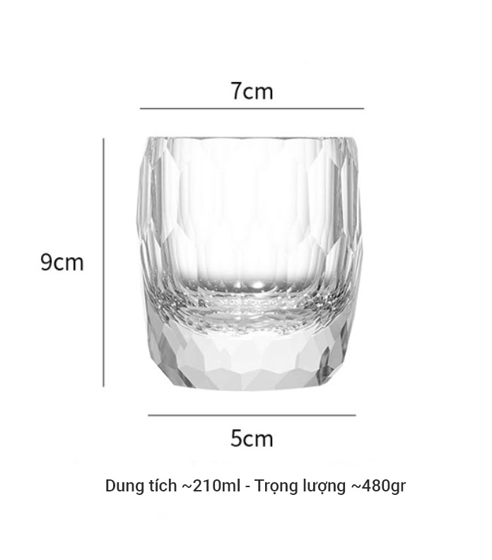 Ly whisky pha lê 5A 210ml chế tác thủ công Edo Kiriko mẫu K9 Diamon Vianasa VS3435