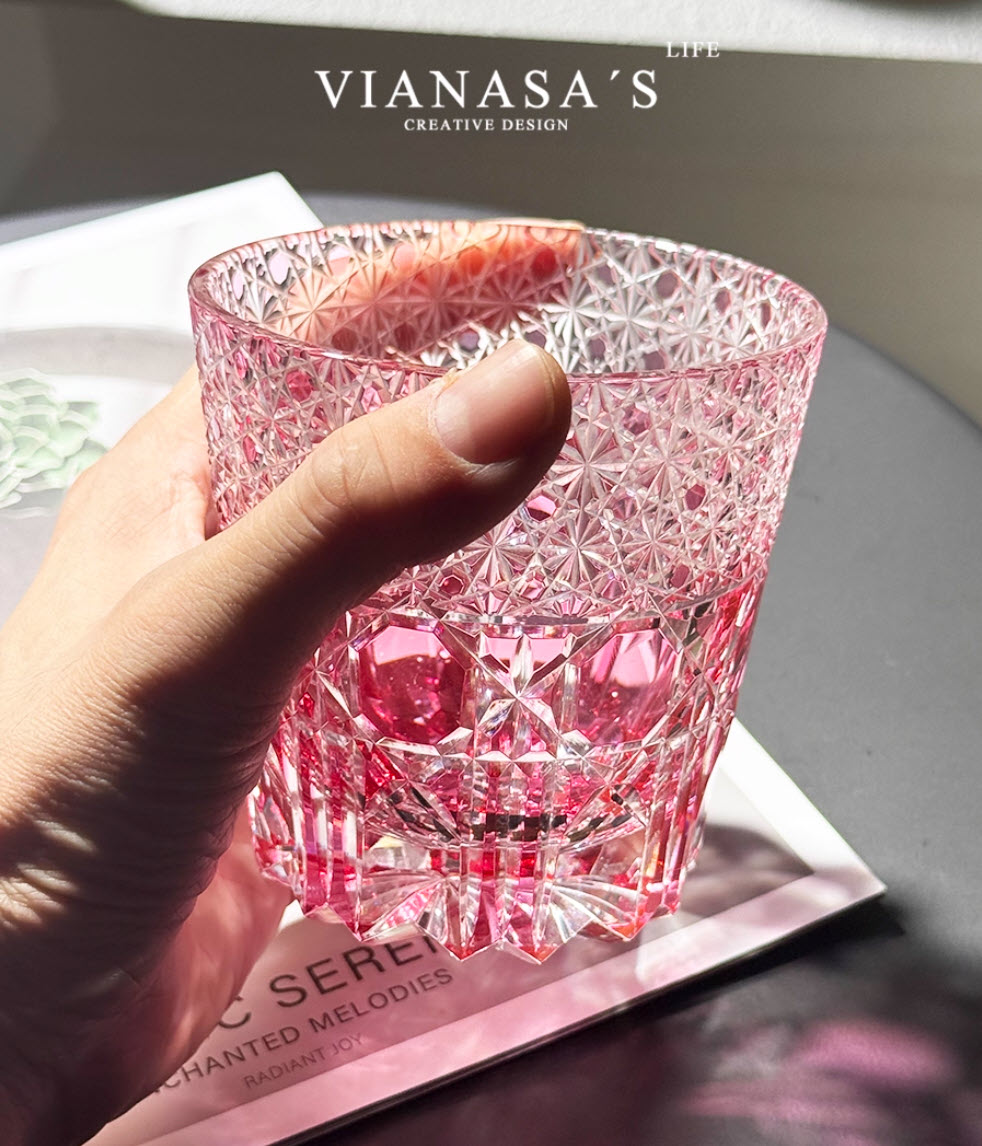 Ly whisky pha lê 330ml chế tác thủ công Edo Kiriko mẫu Glaze Dream Vianasa VS3423