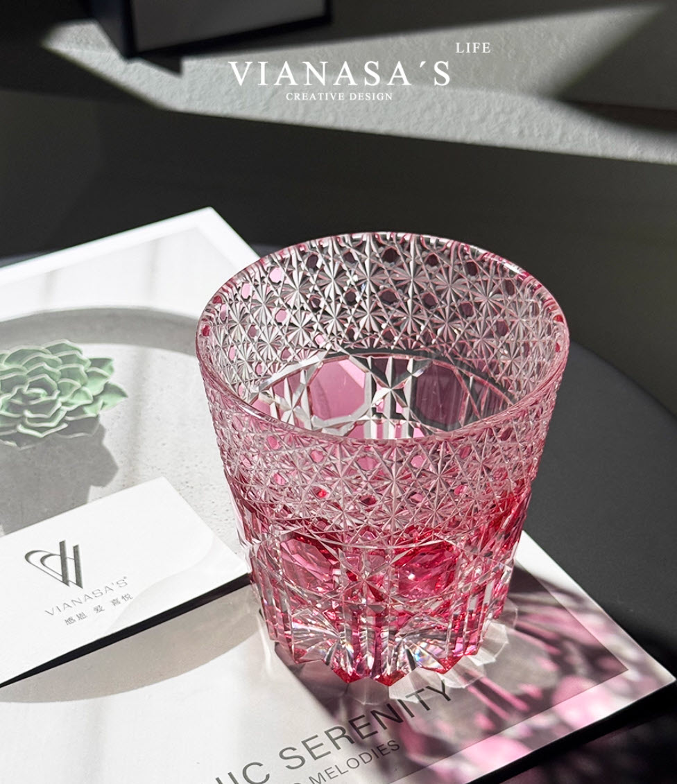 Ly whisky pha lê 330ml chế tác thủ công Edo Kiriko mẫu Glaze Dream Vianasa VS3423