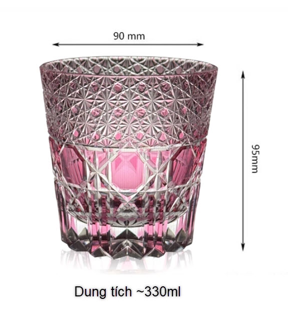 Ly whisky pha lê 330ml chế tác thủ công Edo Kiriko mẫu Glaze Dream Vianasa VS3423