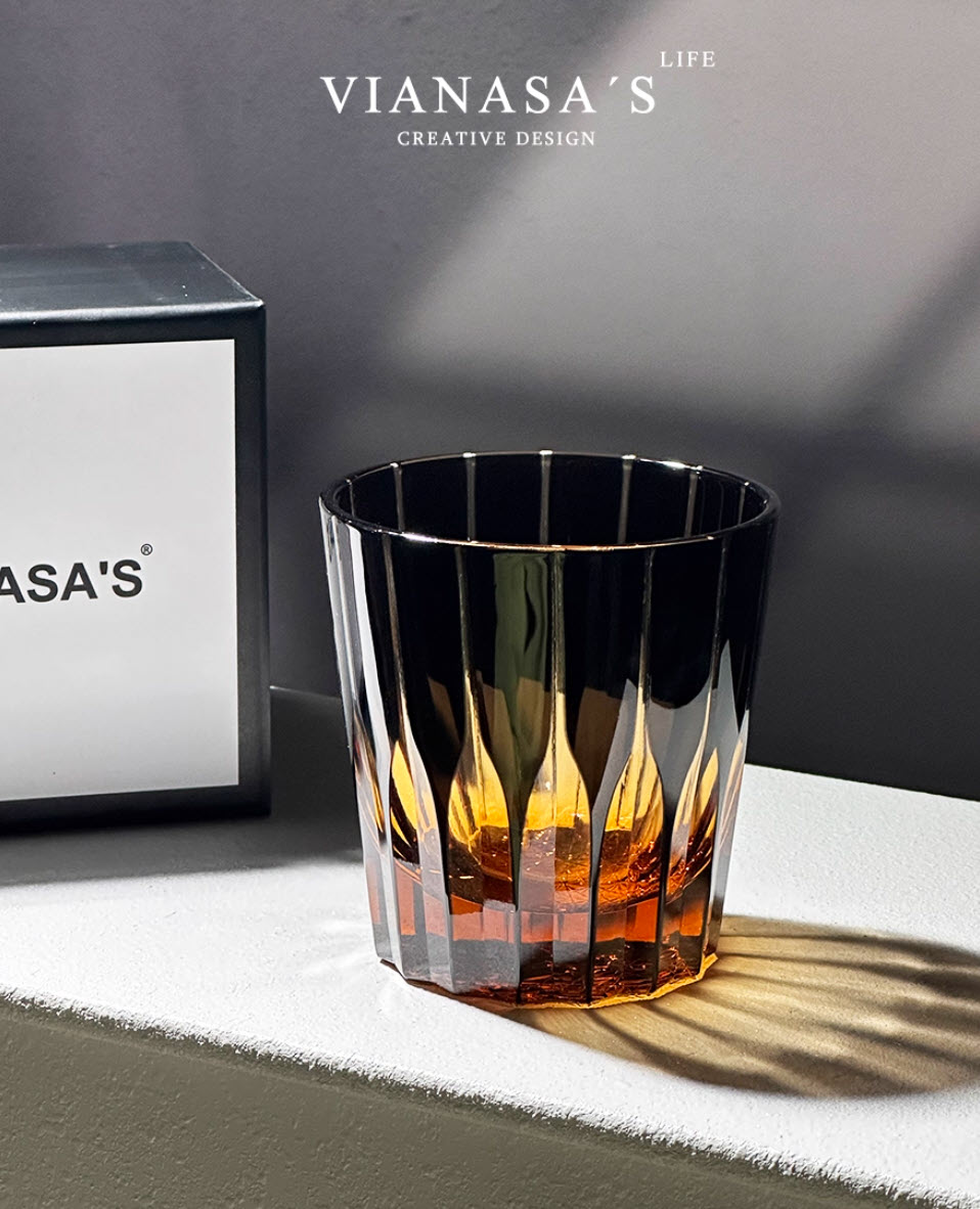 Ly whisky pha lê 280ml chế tác thủ công Edo Kiriko mẫu Brown Star Vianasa VS2323A