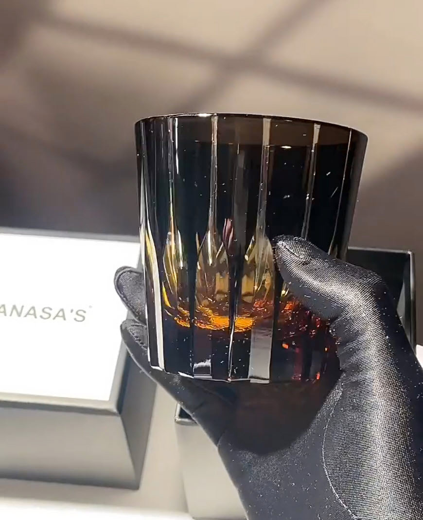 Ly whisky pha lê 280ml chế tác thủ công Edo Kiriko mẫu Brown Star Vianasa VS2323A