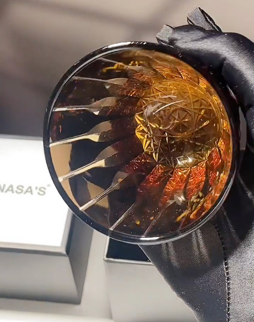 Ly whisky pha lê 280ml chế tác thủ công Edo Kiriko mẫu Brown Star Vianasa VS2323A