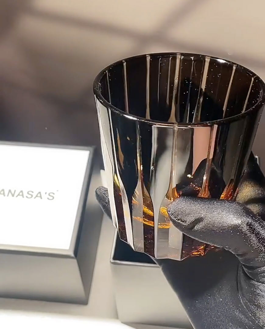 Ly whisky pha lê 280ml chế tác thủ công Edo Kiriko mẫu Brown Star Vianasa VS2323A