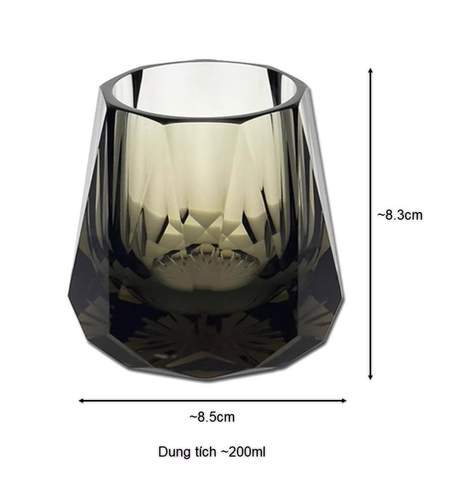 Ly whisky pha lê 200ml chế tác thủ công K9 Black Mystery Vianasa VS2323B