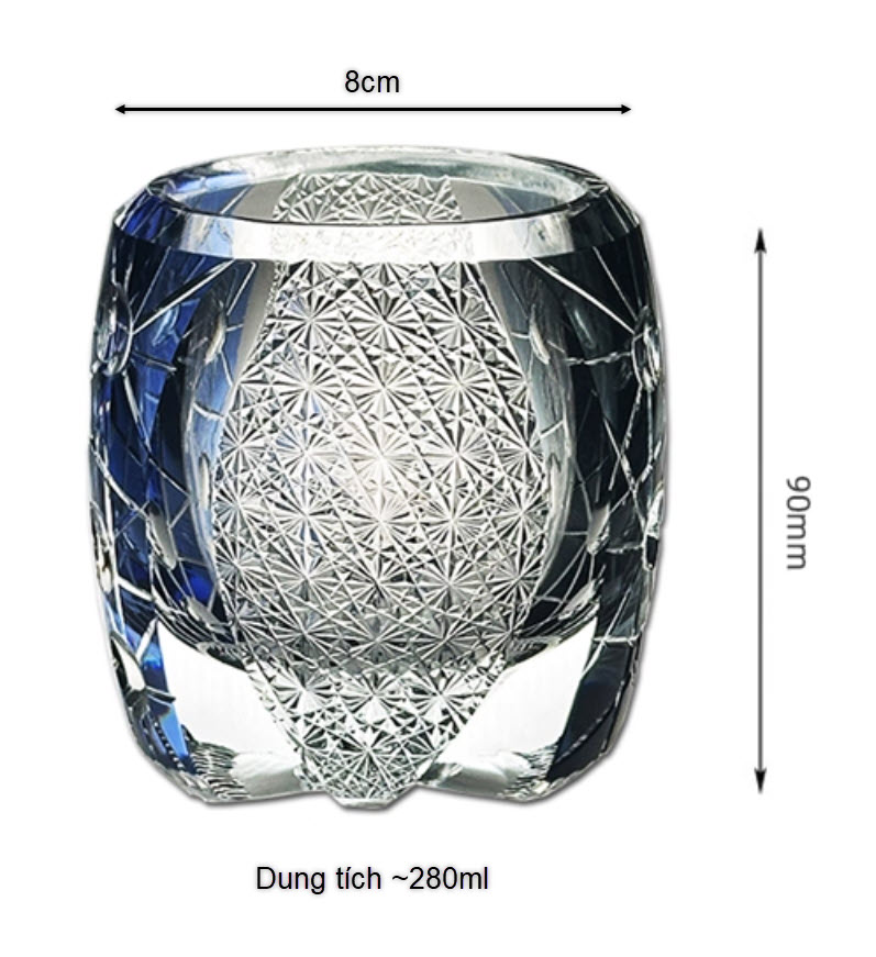 Ly whisky pha lê 280ml chế tác thủ công Edo Kiriko mẫu Planet Vianasa VS3232A