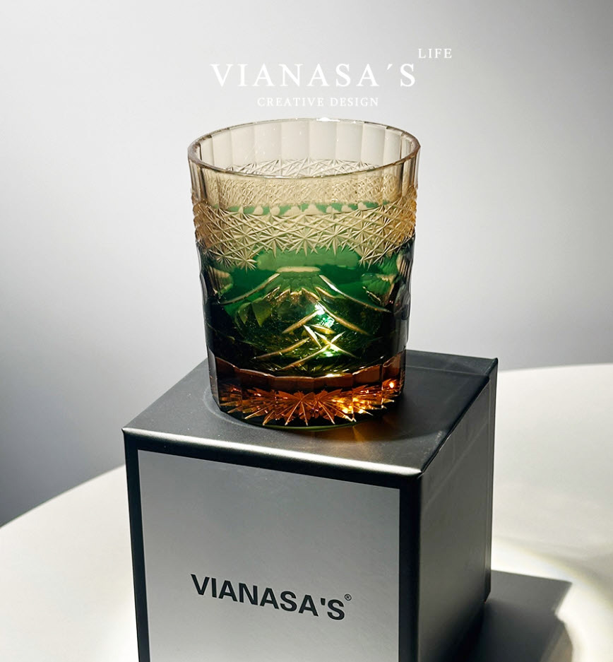 Ly whisky pha lê 260ml chế tác thủ công Edo Kiriko mẫu Fuji Mt Vianasa VS2525